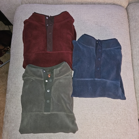 Men's Fleece Button-Up Sweatshirts - Red, Blue, Green - Picture 1 of 4